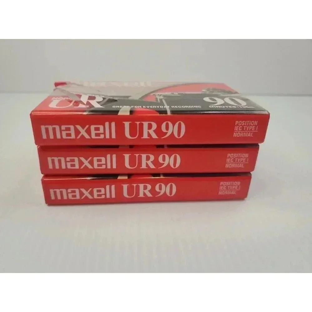 3 Maxell UR 90 Minute Normal Bias Blank Audio Cassette Tapes NEW SEALED
